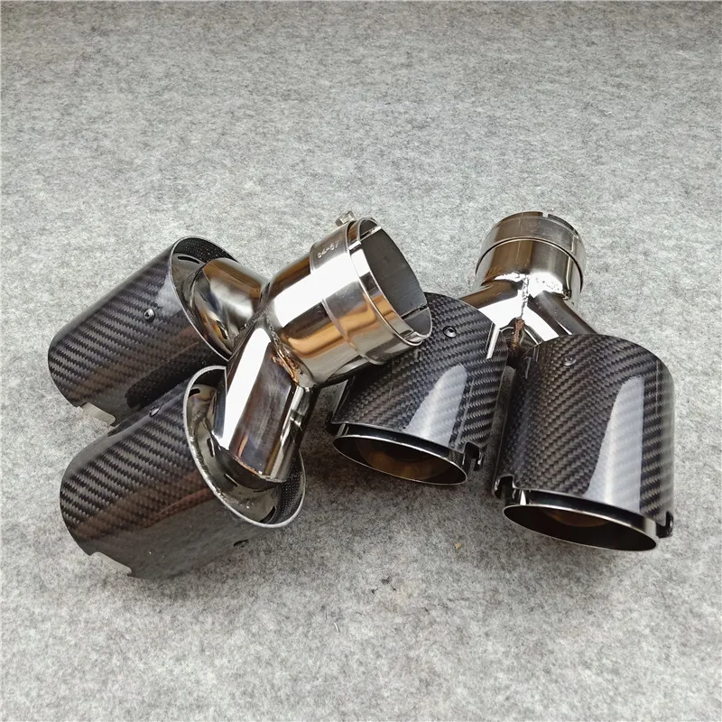 1 пара на входе 63 мм глянцевые наконечники для выхлопных газов из углеродного