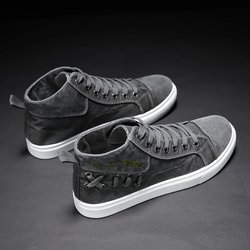 

2021 spring new high-top sneakers men's all-match trend casual cloth shoes trendy shoes canvas mid-top Martin boots summer
