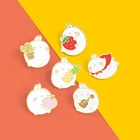 Брюки для малышей с рисунками зайчика, играя группа эмали штырь кролика и клубники, заяц, сказочные персиковые брошь кактус животных блестящий значок ювелирные изделия для детей, подарки