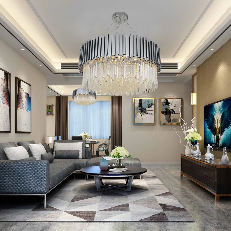 

ZISIZ LED Postmodern Stainless Steel Crystal Chrome Golden Chandelier Lighting Lustre Suspension Luminaire Lampen For Foyer