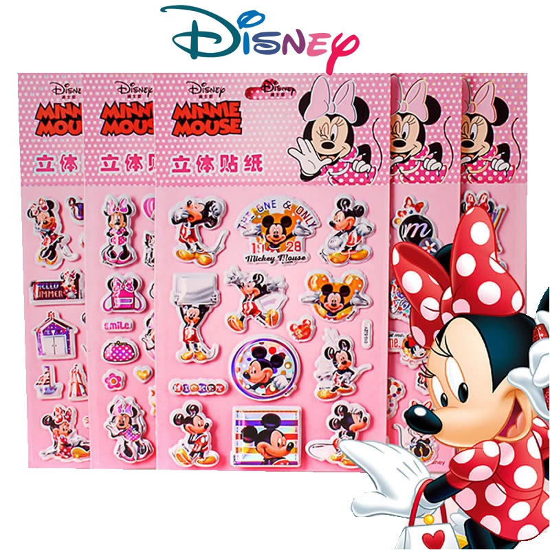 Объемные пухлые наклейки с Микки-Маусом водостойкие Мультяшные Стикеры для
