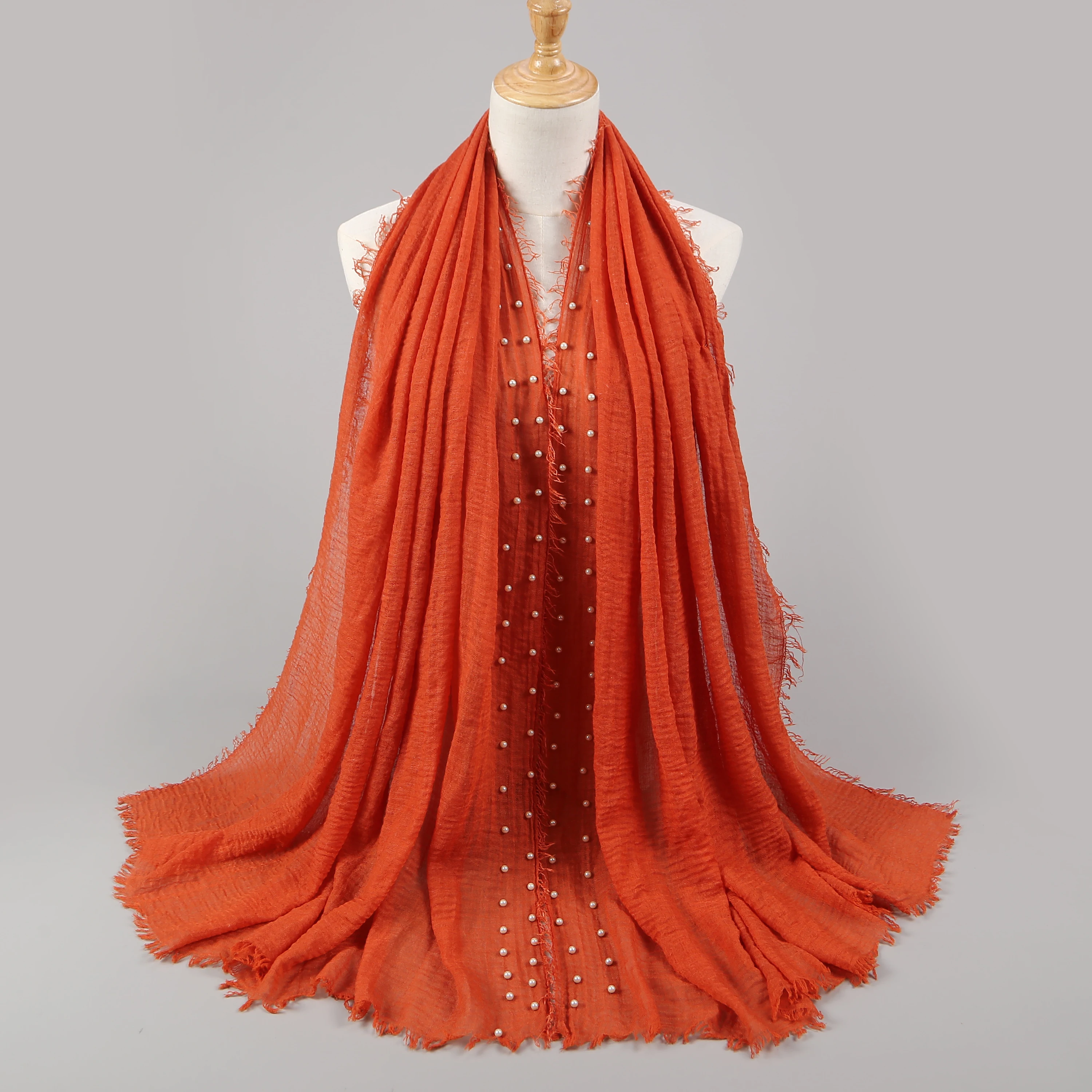 Женский хлопковый хиджаб с бахромой 100x190 см| |