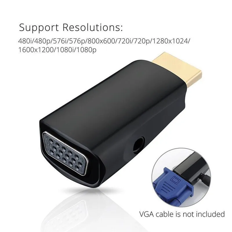 Basix HDMI Совместимость с VGA кабелем адаптер аудио папа к женскому для ПК ноутбука