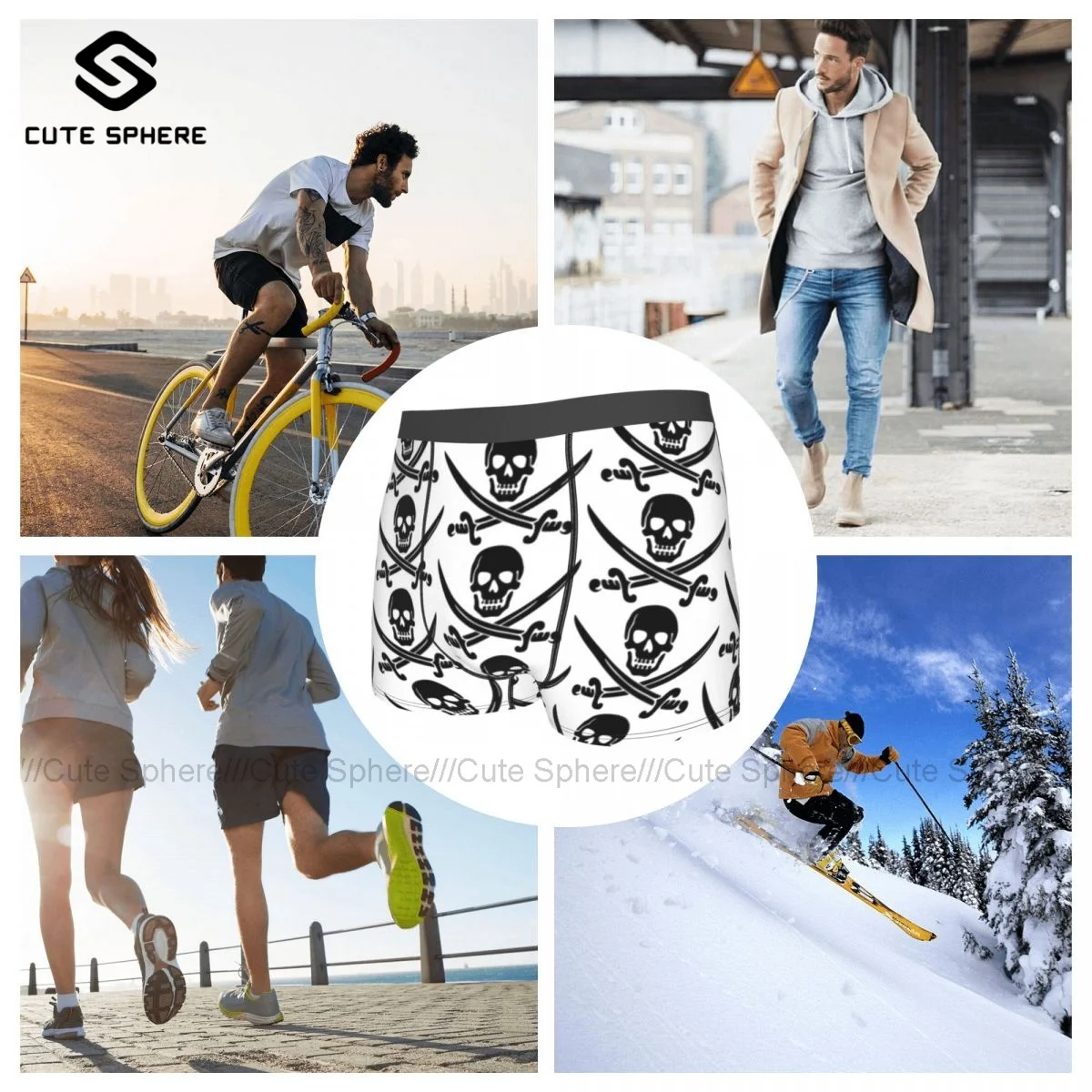 

Pirate Underwear Design Polyester Sublimation Trunk Hot Men Cute Boxer Brief