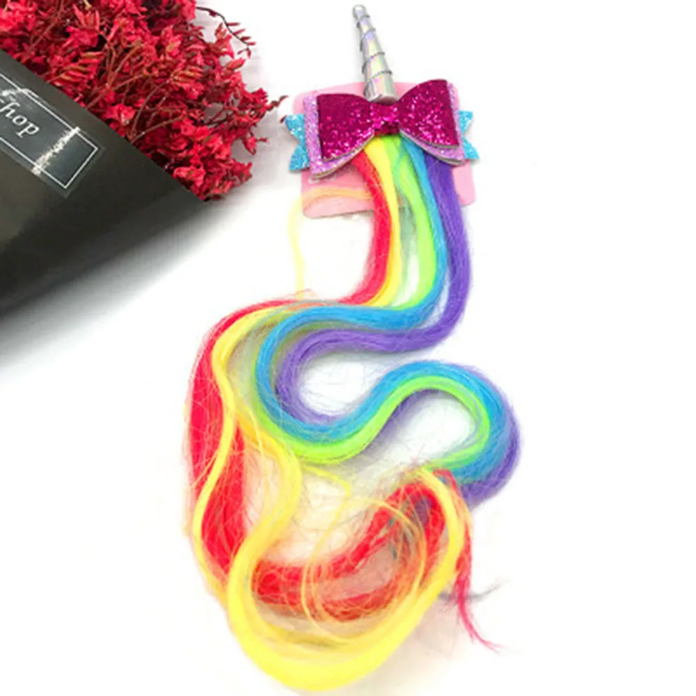 Аксессуары для волос градиентные красочные парики единорога заколки девочек