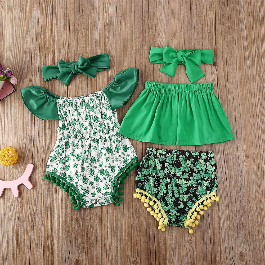 Зеленый Клевер детская одежда для маленьких девочек Летняя Одинаковая сестер на