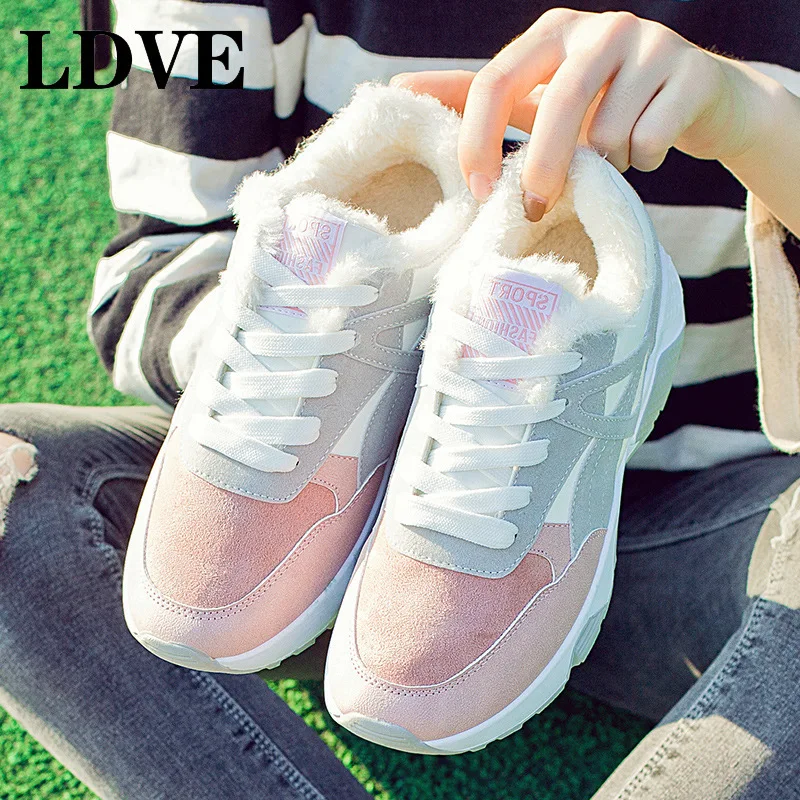 2019 женская обувь теплые мягкие женские кроссовки на меху зимняя из