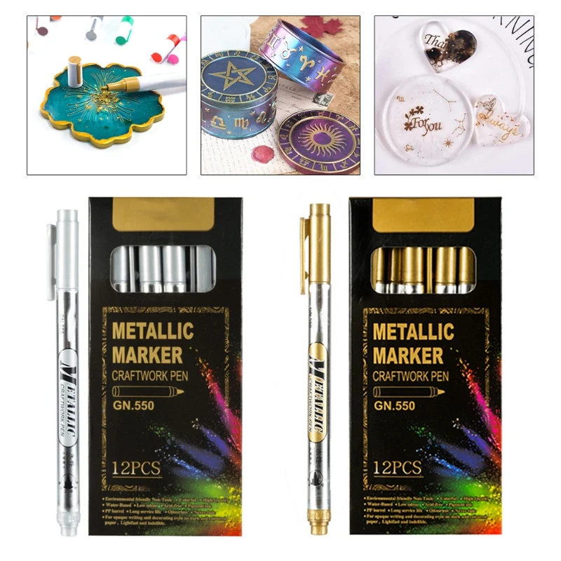 

12 Pcs Epoxy Resin Drawing Pen Graffiti Point Pen Acrylic Paint Highlights Metallic Permanent Marker
