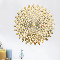 3d self adhesive acrylic mirror wall stickers sunflower geometric pattern background wall living room office decoration
