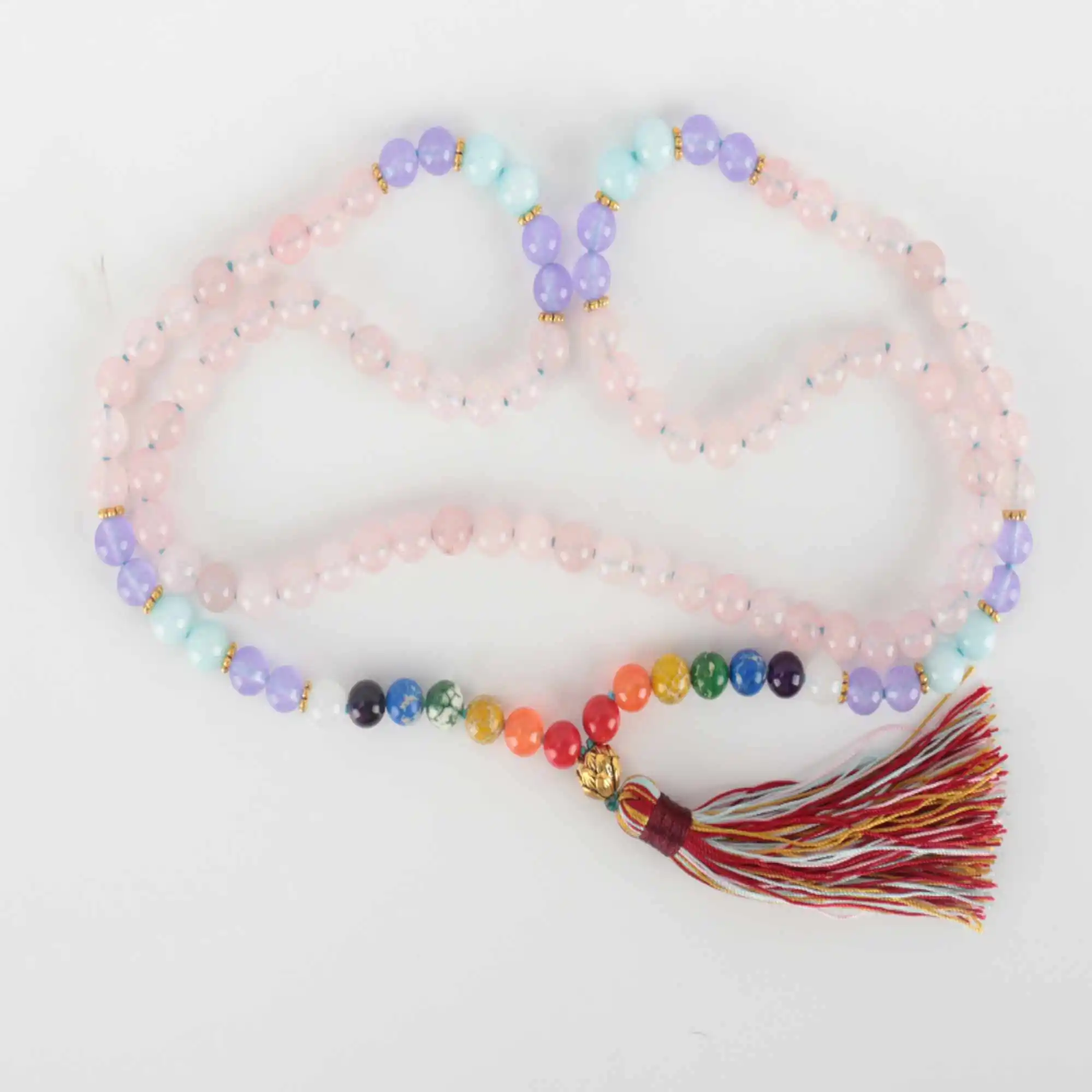 

8mm Fashion Pink Quartz Aquamarine Purple Bead Seven Chakra bracelet Dark Matter Blessing Taseel Restore Beaded Wristband