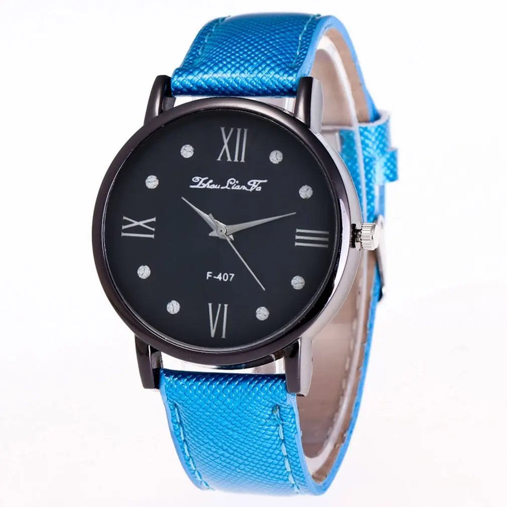 Кварцевые часы женские с крокодиловым узором кожаный ремешок Круглый циферблат