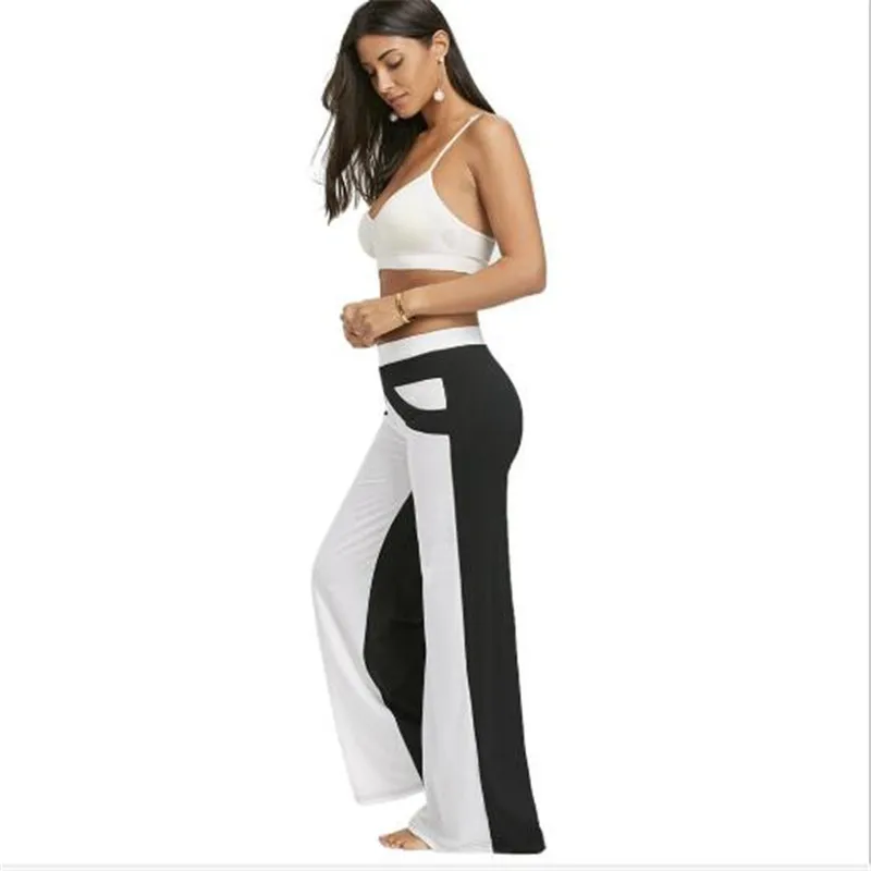 

Loose Hips Fitness Leggings Women Casual Patchwork Sports Pants Wide Leg Leggins Loose Plus Size Trouser Women