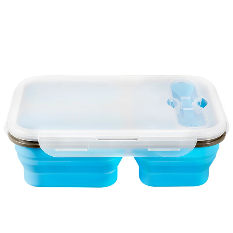 Силиконовая складная коробка для завтрака с вилкой офиса пикника детей бенто