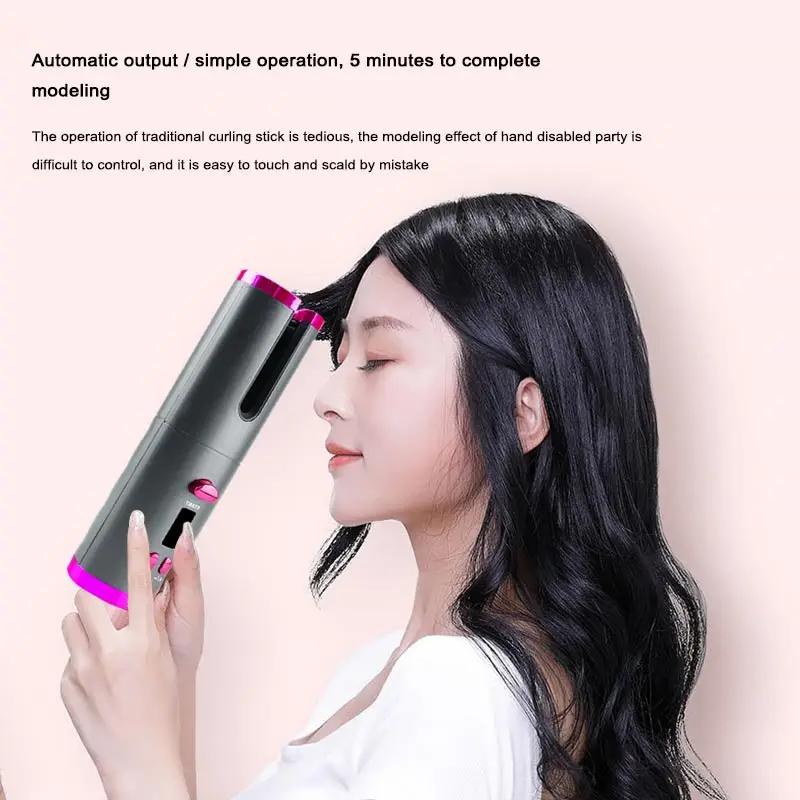 Полностью автоматическая беспроводная вращающаяся плойка с зарядкой от USB щипцы