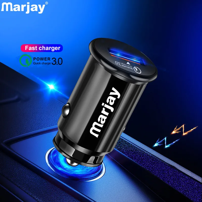 Marjay мини USB Автомобильное зарядное устройство QC 3,0 для iPhone 7 X XR быстрая зарядка автомобильное зарядное устройство для samsung A50 1 порт зарядное устройство адаптер в автомобиль