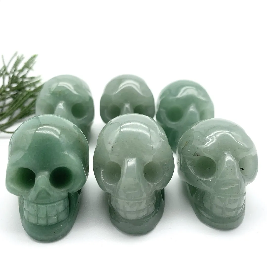 

Natural Green Aventurien Quartz Ghost Head Carved Crystal Handmade Crystal Energy Home Ornaments Healing Decoration Stones