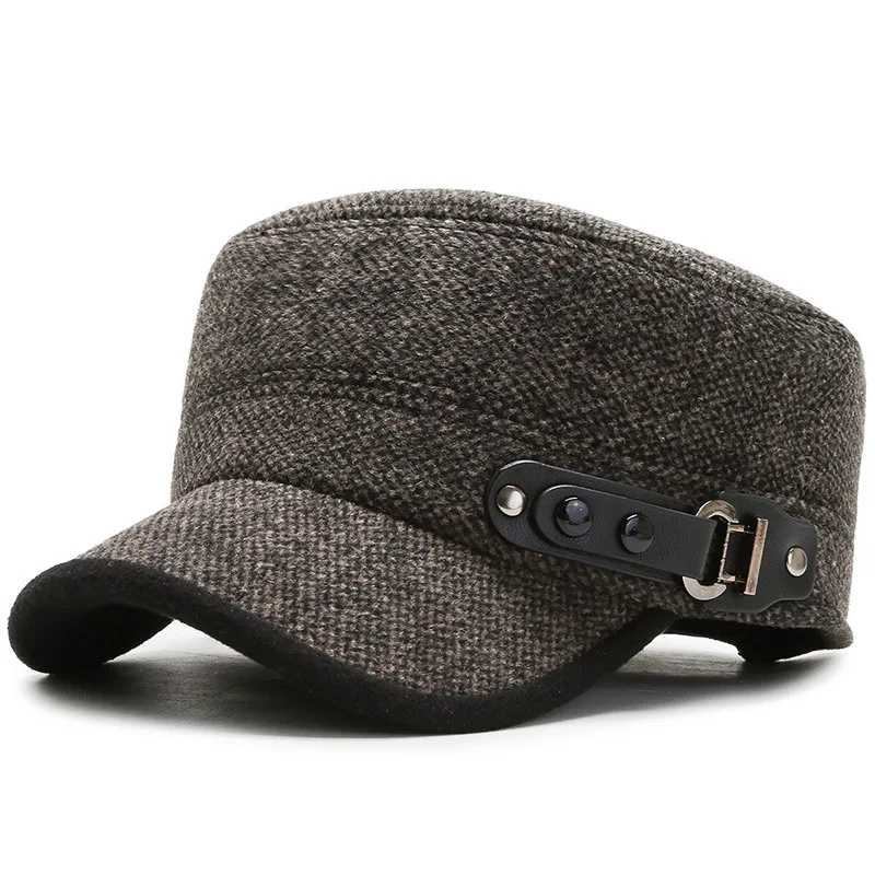 Модная плоская кепка с защитой ушей для осени и зимы 2020 мужская повседневная