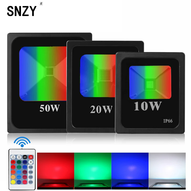 

ANJOET 10W 20W 30W 50W LED RGB Floodlight IP66 Waterproof Street Lamp Landscape Lighting AC85-265V Outdoor Garden Spotlight