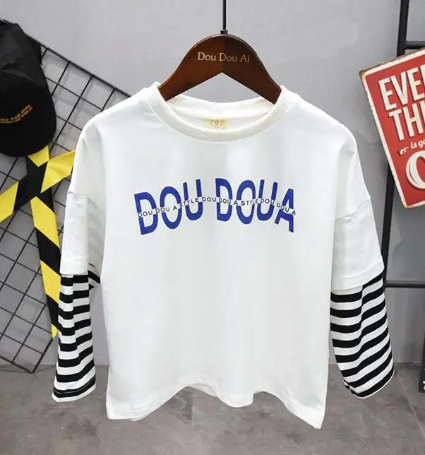 T-shirt Хлопковая одежда для маленьких мальчиков, костюмы, Демисезонный для детей ясельного возраста комплекты для детей Голубое пальто+ футболка+ Штаны 3 шт./компл. детских спортивных костюмов 2-6years - Цвет: T-shirt