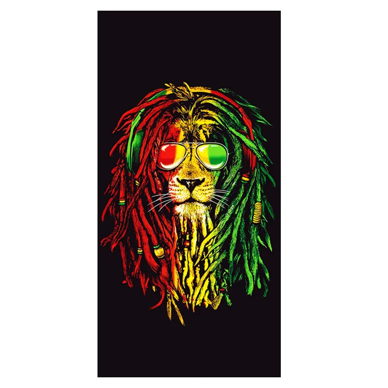 Пляжное полотенце для путешествий riggae Rasta Lion классное пляжное с музыкой ямайским