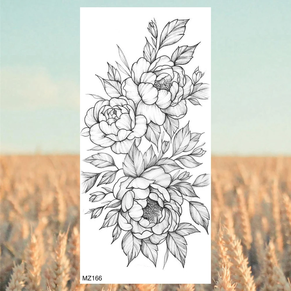 Татуировка Временная на руку для женщин модная Имитация черной розы