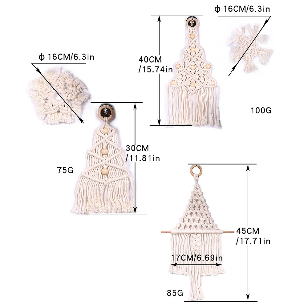 

Christmas Party Decoration Hand-Woven Christmas Tree Small Snowflake Wall Decoration Antibacterial Nordic Lace Tapestry