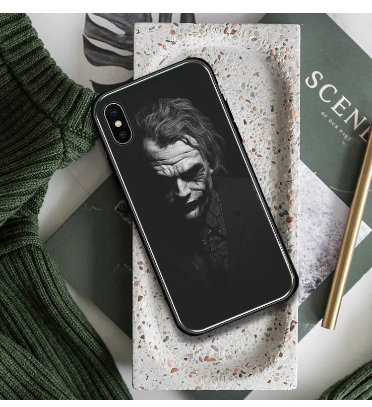 ЧЕРНЫЙ ДЖОКЕР хит Ledger мягкий силиконовый стеклянный чехол для телефона чехол для Apple iPhone 6 6s 7 8 Plus X XR XS 11 Pro max