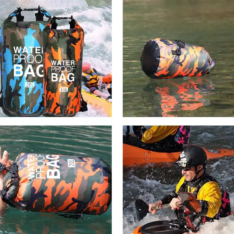 PVC Waterproof Dry Bag 5L 10L 15L 30L Camo Outdoor Diving Foldable Man Women Beach Swimming Rafting River Ocean backpack | Спорт и