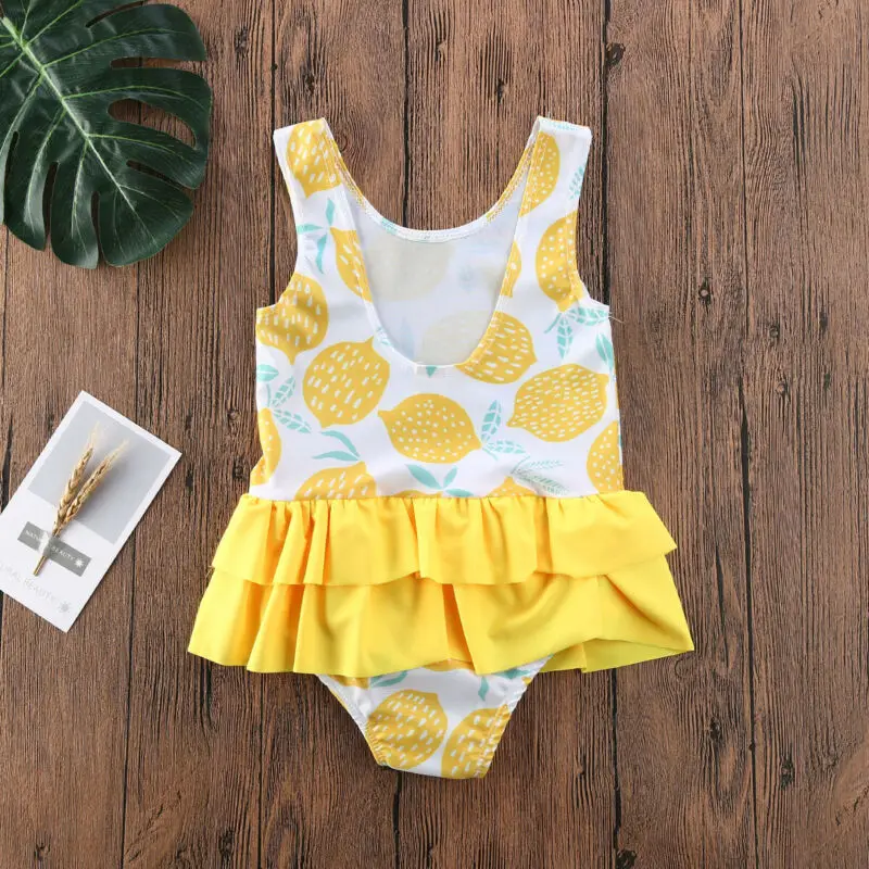 2020 модный трендовый милый купальник для маленьких девочек с лимонным узором