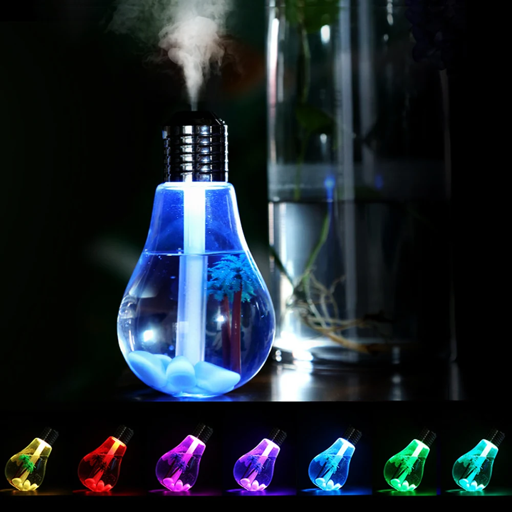 400ml LED Lamp Air Ultrasonic Humidifier For Home Essential Oil Atomizer Freshener Mist Maker Light Bulb With | Бытовая техника