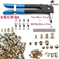 manual riveter nut rivet gun 12170220pcs metric carbon steel zinc plated rivet nuts flat head riveting tool