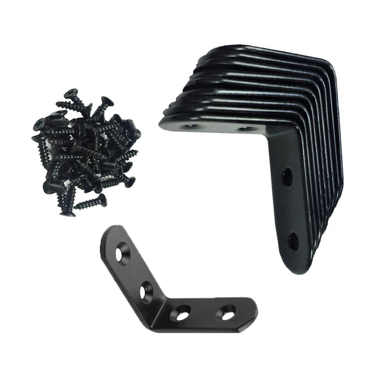 

10x L Shape Bracket Corner Brace Iron Joint Right Angle Fastener Tools Black