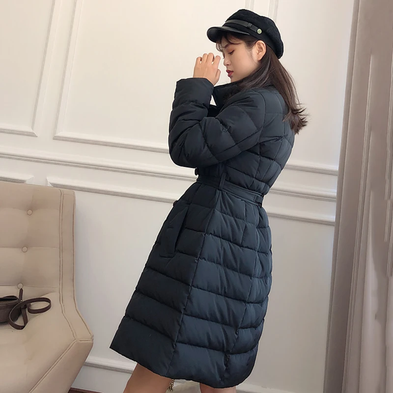 2021 Winter Down Coat Women Long Parka Jacket With Real Raccoon Collar White Duck Feminine Pink Overcoat Korean | Женская одежда