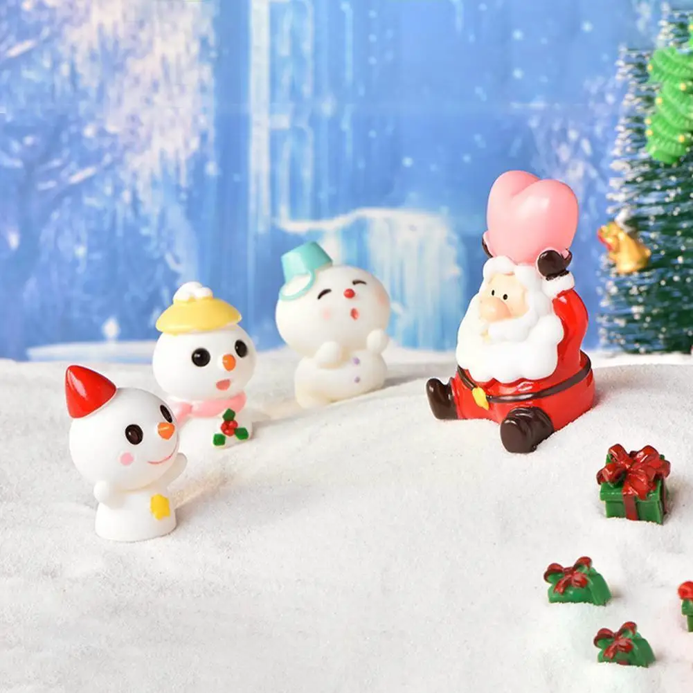 

1pcs Resin Christmas Decoration Santa Claus Snowman Model Garden Miniature Decoration Tree Figurines Diy Landscape Home Mic S6m9