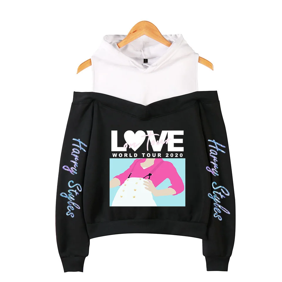 

Fashion New Harry Styles Sexy Strapless Women Sling Sweatshirt Harajuku Hip Hop Print Off-shoulder Hoodies Loose Cool Pullover