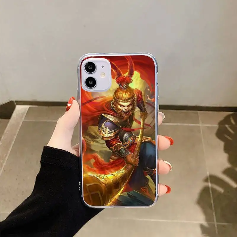 

Anime Monkey King Sun Wukong Phone Case Transparent for iPhone 6 7 8 11 12 s mini pro X XS XR MAX Plus