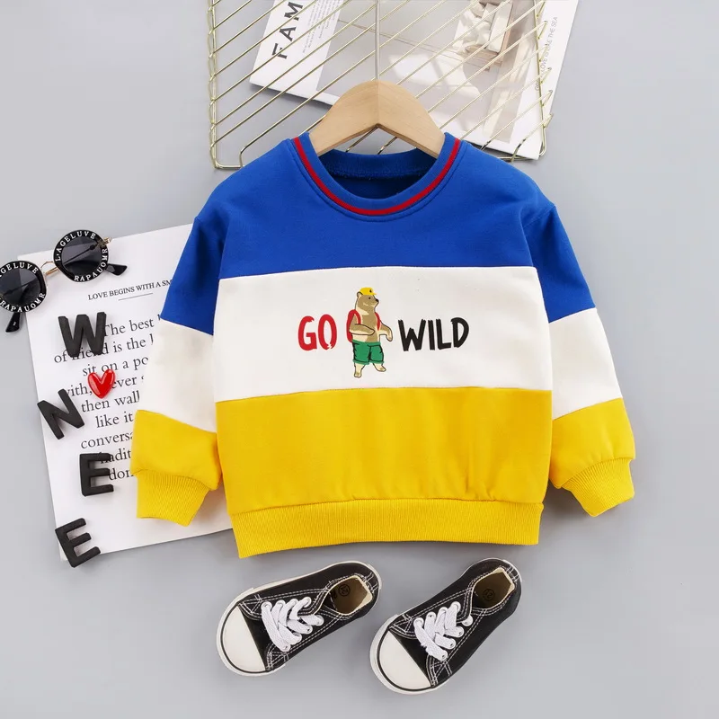 

Color Matching Spring Autumn 2021 Boys/Girls Children Cotton Sweatshirts Kids Clothes Cartoon Bear Outerwear Costume Clothing