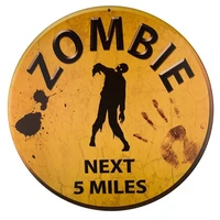 decor signs indooroutdoor warning sign zombie next 5 miles metal round circular sign 12
