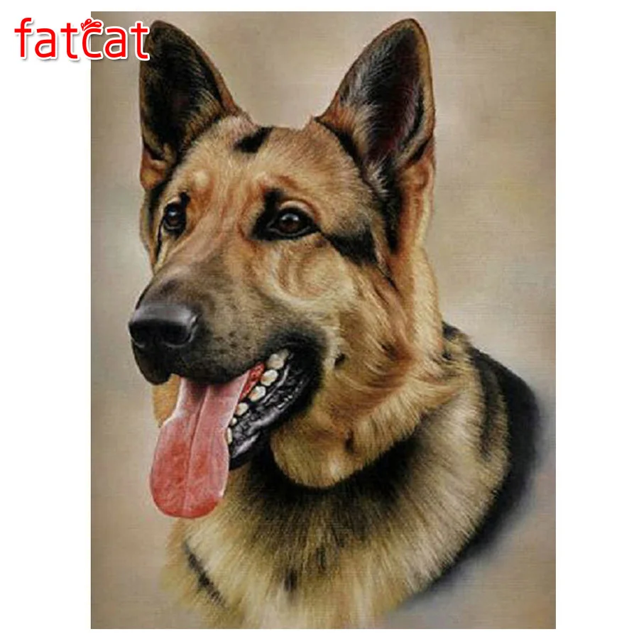 FATCAT DIY Алмазная картина немецкая овчарка полная дрель мозаика квадратная круглая