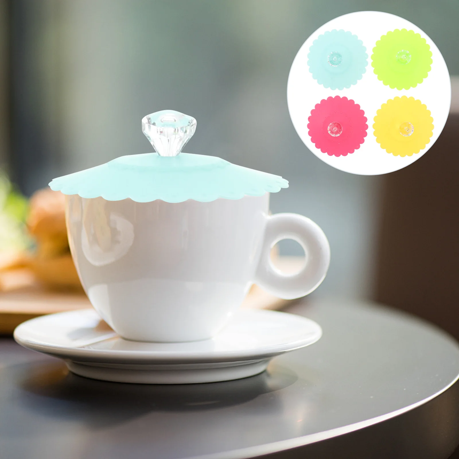 

6 шт., прозрачные силиконовые крышки для кружек, 10,5 см