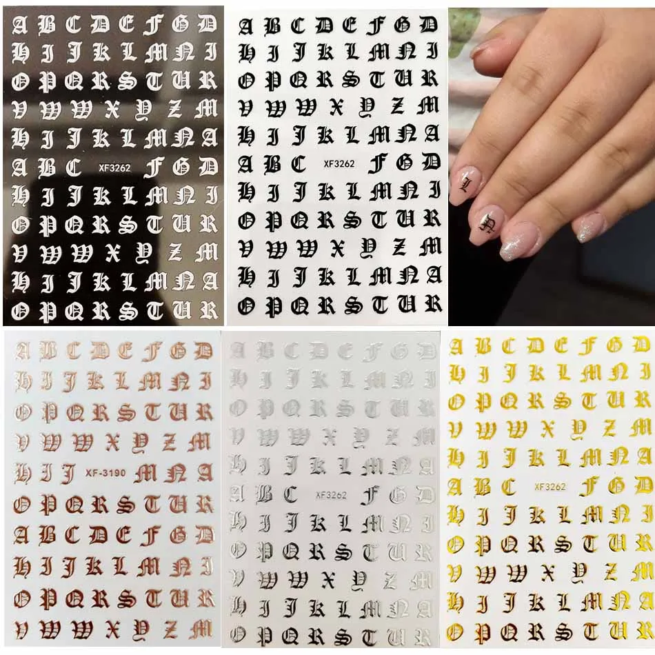 5 шт./компл. наклейка на ногти водная переводная старая английская надпись