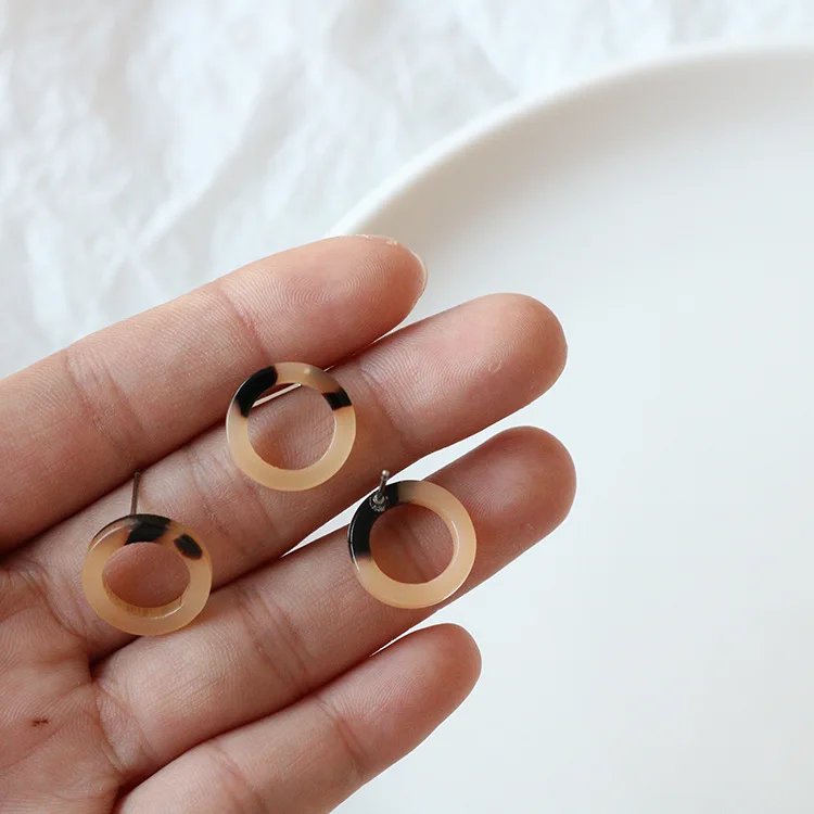 10 PCS 15mm Fashion Acetic Acid Resin Round Stud Earrings DIY Earring Accessories For Jewelry Making | Украшения и аксессуары