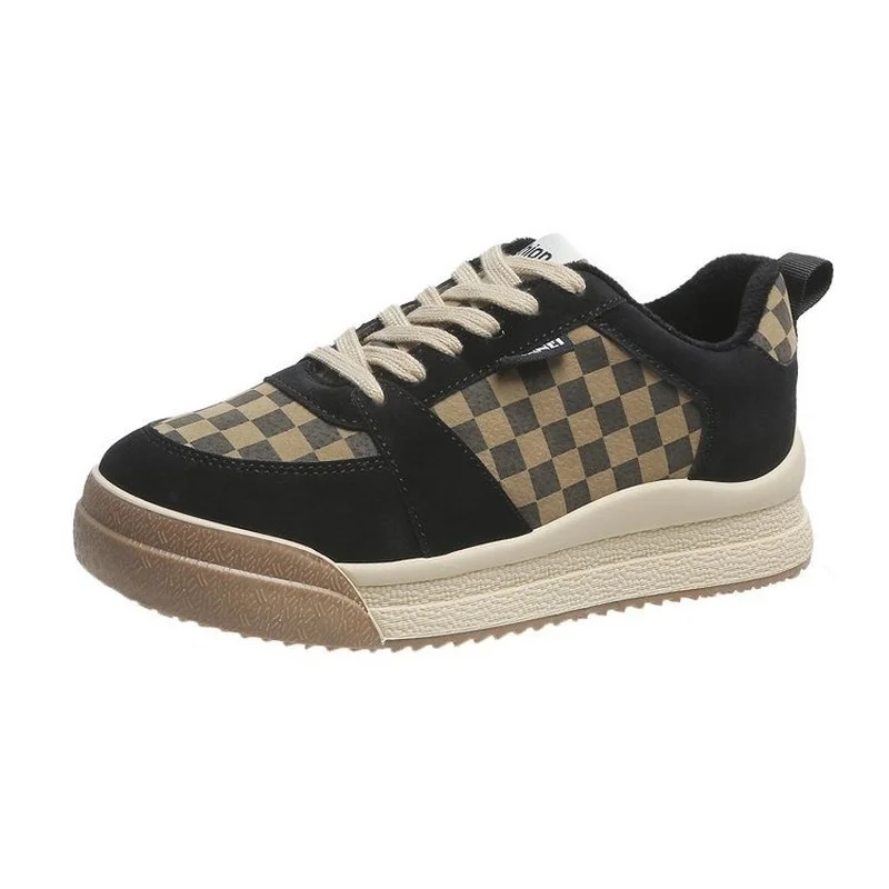 

Chessboard Black and White Plaid Platform Women's Shoes 2021 New Fashion Big Head Shoes Women's Casual and Comfortable Sneakers