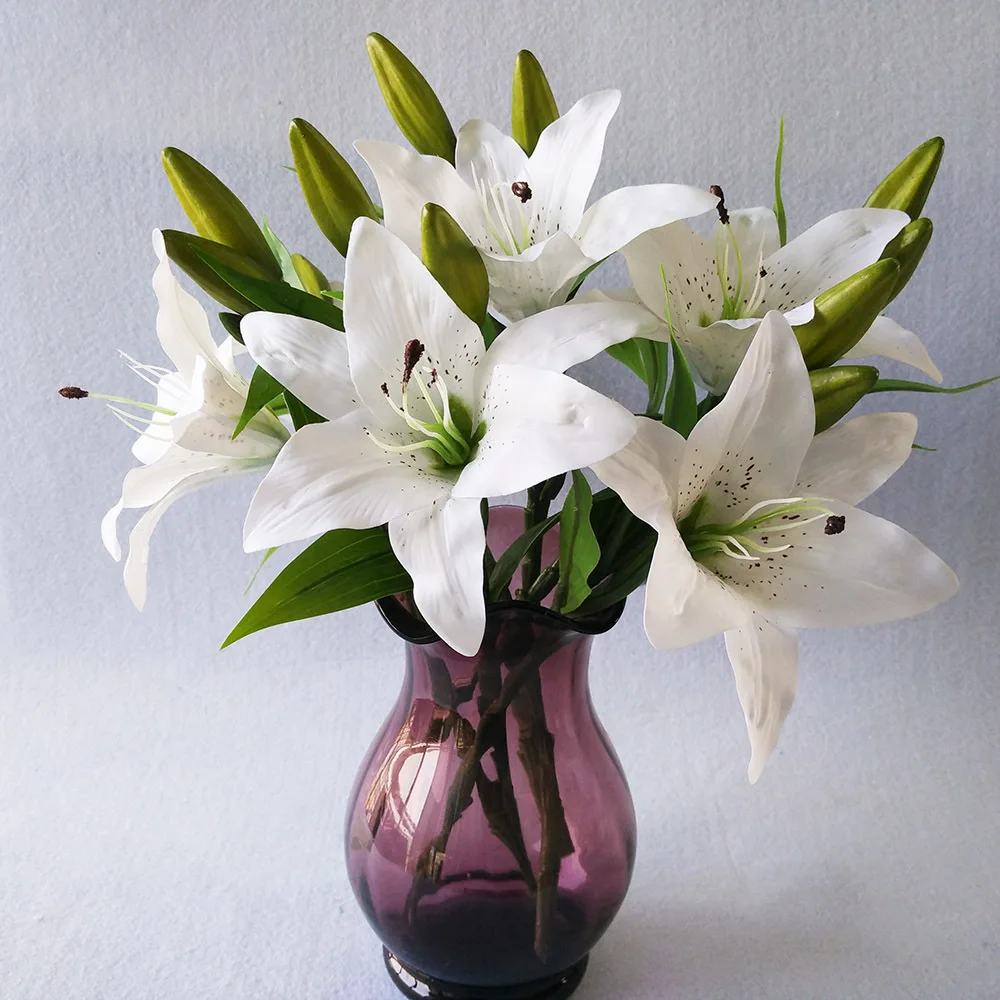 1PCS lily Artificial Flower Real Touch Bouquet Fake for Wedding Home Garden photography Decor flower |