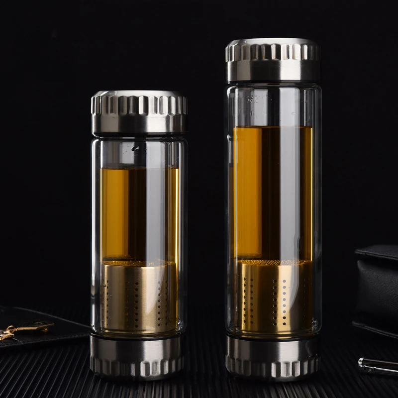 

400ml Thermas Bottle Business Water Stainless Steel Tea Infuser Filter Double Wall Glass Tumbler Water Portable Outdoor Sport