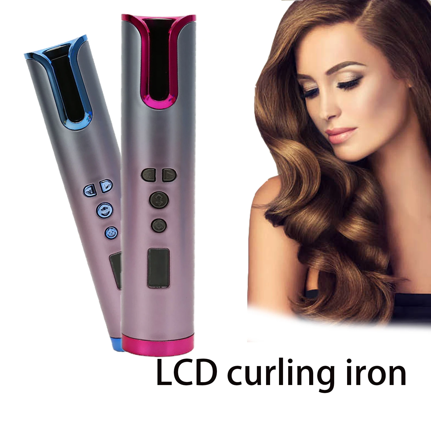 

Cordless Automatic Hair Curler Curling Iron USB Rechargeable Curls Waves LCD Display Ceramic Curly Rotating Curling Wave Styer