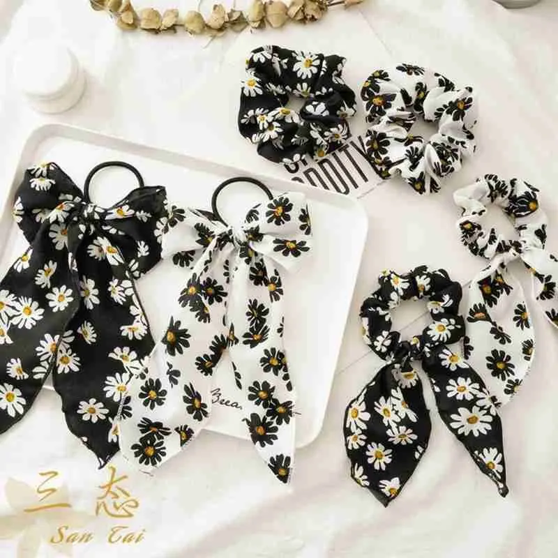 

С милым бантом-бабочкой на Дейзи резинка для волос Scrunchies Винтаж резинка для волос для девочек аксессуары для волос с бантом Дейзи на голову ...