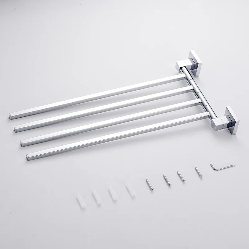 

Stainless Steel 2/4 Swivel Towel Bars Hanger Bathrobe Towel Rack Holder Wall Mounted Rotatable Bathroom Accessories