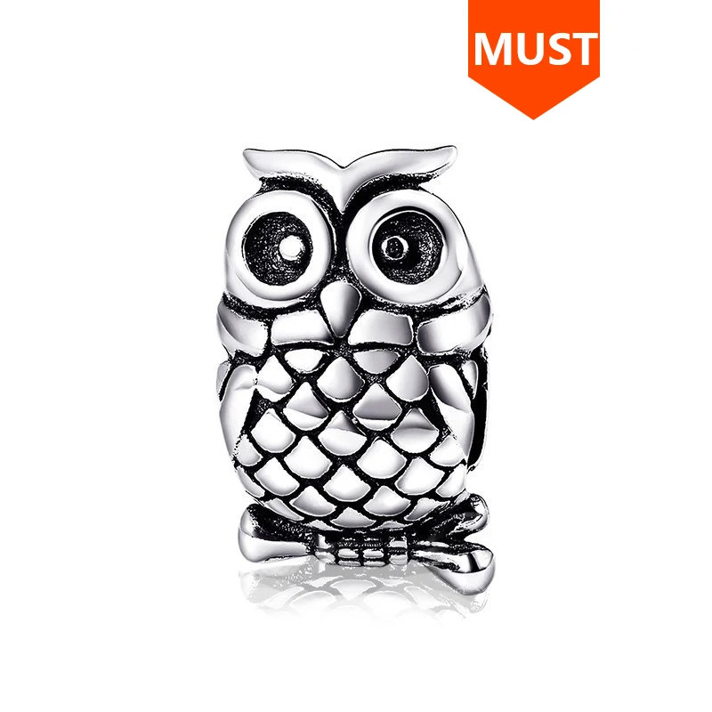 Hot sale Fit Authentic sterling Silver 925 Bracelet Original European beads Antique Owl animal charms diy Jewelry Gift | Украшения и