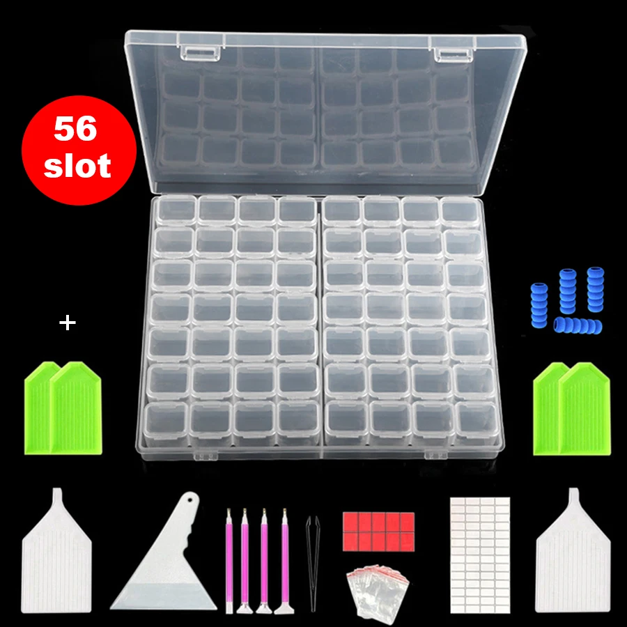 

56 Slots Kit Set Diamond Box Diamond Painting Cross Stitch Tools Accessory Boxes Case Useful Storage Boxes Dismountable Cases